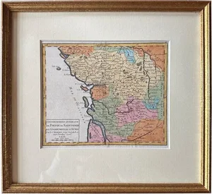 Antique Framed Map of West Central France, 1748