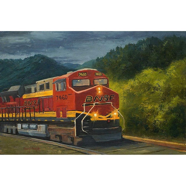 Sheryl Knight Night Rider oil painting. This Sheryl Knight oil painting comes framed as shown. Dimensions 12"H X 18"W...