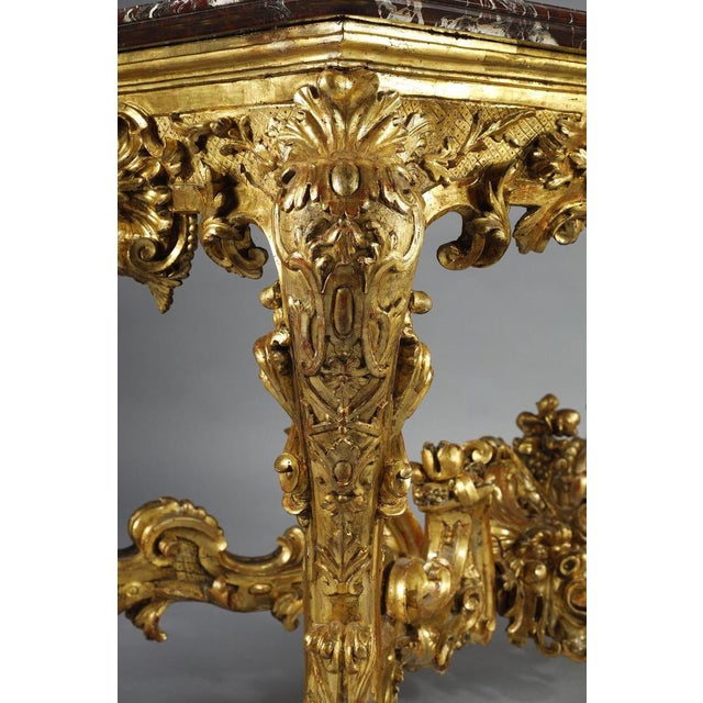 Large Rectangular Console in Richly Carved and Gilded Wood, 1750 For Sale - Image 11 of 18