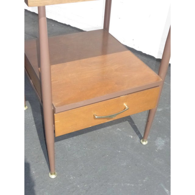 Brown 1950s Mid Century Modern Two Tier Side End Table For Sale - Image 8 of 10