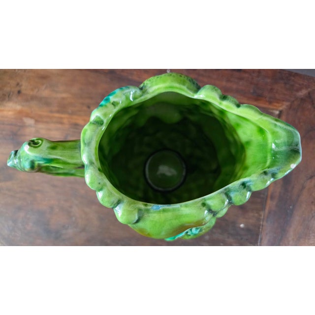 1960s Inarco E2611 Green Majolica-Style Fruit Pitcher For Sale - Image 4 of 14
