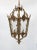 Portuguese Bronze Lantern With Etched Glass Panels. 3 light with candelabra base socket. Each holds 75W each. #283