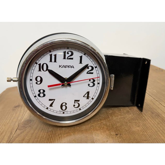 Black Vintage Black Kappa Ship Double Sided Wall Clock, 1980s For Sale - Image 8 of 18