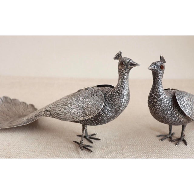 1950s French Sterling Silver Peacocks - a Pair For Sale - Image 9 of 18