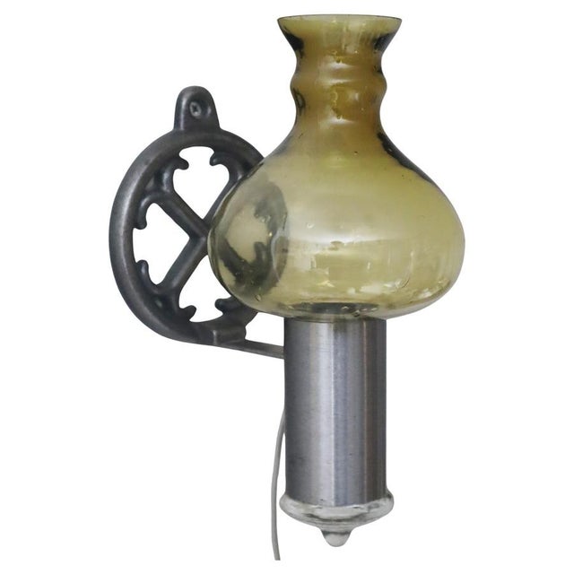 Swedish Hand-Blown Amber Glass Wall Light from Ostling Gnosjö, 1970s For Sale - Image 15 of 15