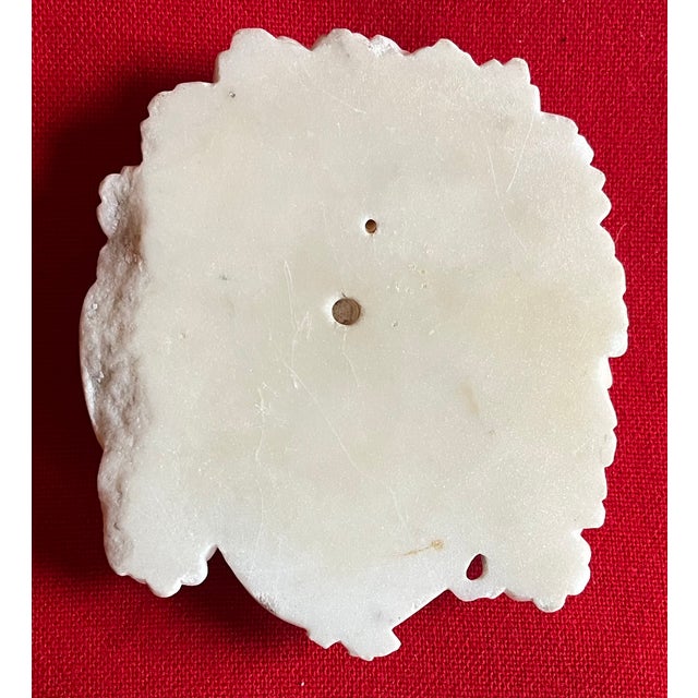 Antique English Regency Architectural Elements - Carved White Statuary Marble Masks or Wall Plaques - Classical Youths With Grapevine Hair - A Pair For Sale In New York - Image 6 of 14