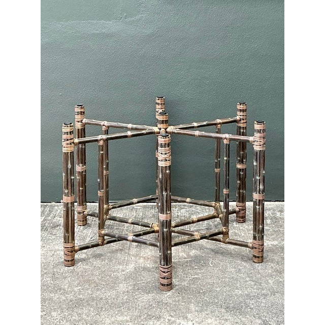 Vintage Bundled Rattan Dining Table Pedestal After McGuire For Sale - Image 11 of 12