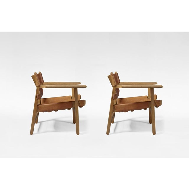 Børge Mogensen Spanish Chairs in Cognac Leather by Børge Mogensen, 1960s, Set of 2 For Sale - Image 4 of 9