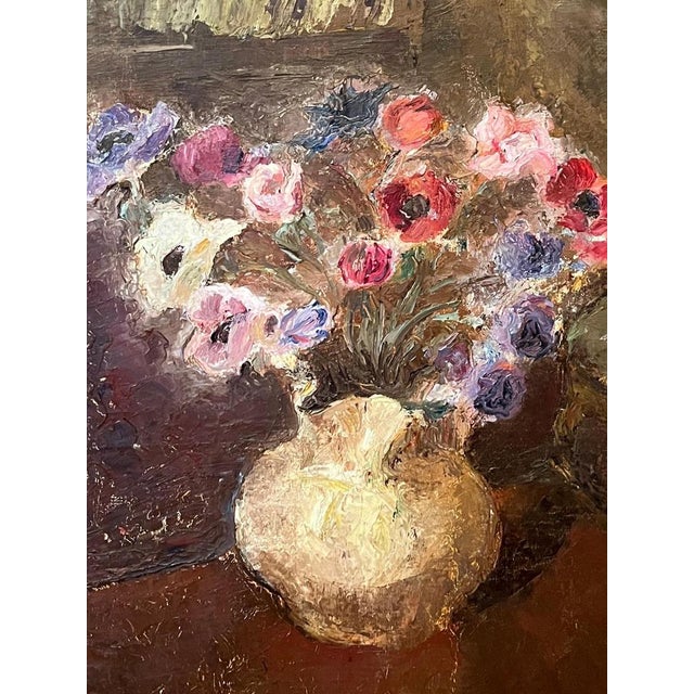 Otto Vautier, Flowers in a Vase, Oil on Canvas For Sale - Image 3 of 11