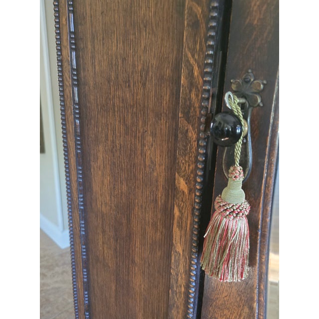 Antique Victorian Gothic Revival Armoire 19th Century, Handcarved Oak For Sale - Image 10 of 17