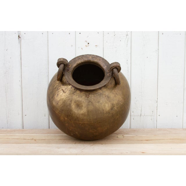 Brass Antique Brass Rounded Kitchen Pot For Sale - Image 8 of 11