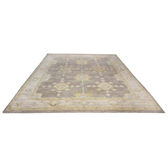 21st Century Turkish Oushak Wool 10x13 Taupe, Ivory, & Yellow Handmade Area Rug #1144067 For Sale - Image 4 of 11