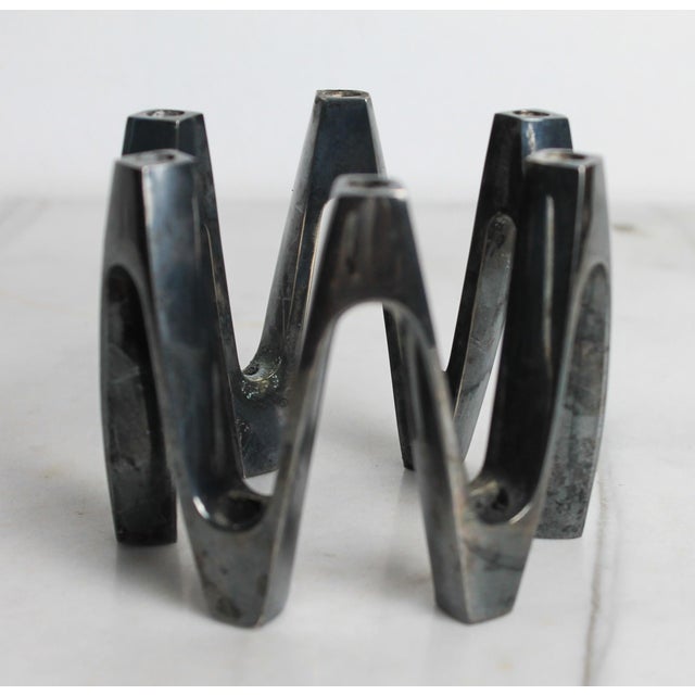 Mid-Century Modern Dansk Danish Modern Sterling Silver Plate Candelabra Made in France For Sale - Image 3 of 9