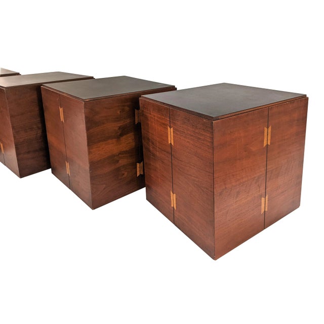 Vintage Set of 4 Modern Walnut Cubes Side Tables by Lane Furniture For Sale In Miami - Image 6 of 13