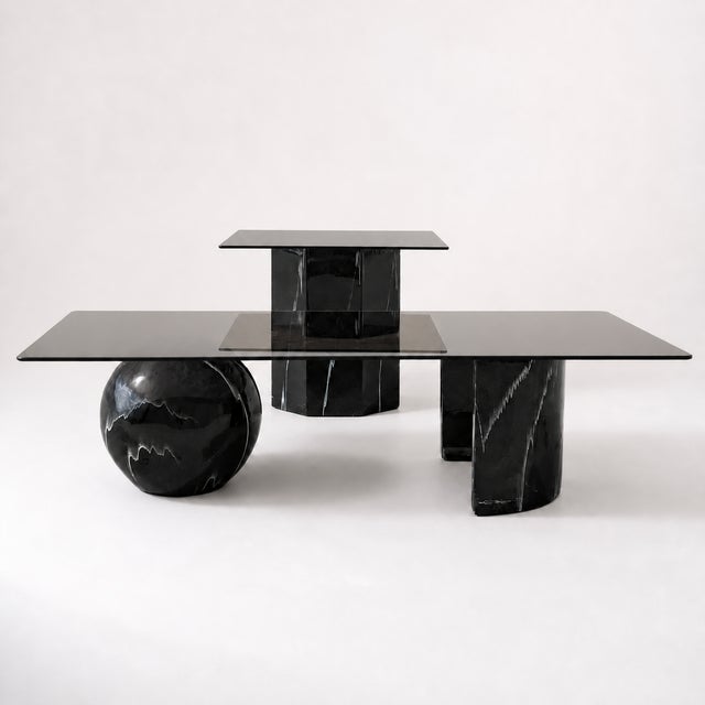 Postmodern Faux Marble Pedestal Side Table – Ceramic & Glass, 1980s, Mid-Century For Sale - Image 16 of 17