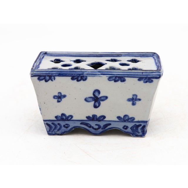 Dutch Delft Style Blue & White Ceramic Flower Brick, France Early 20th C. For Sale In New York - Image 6 of 9