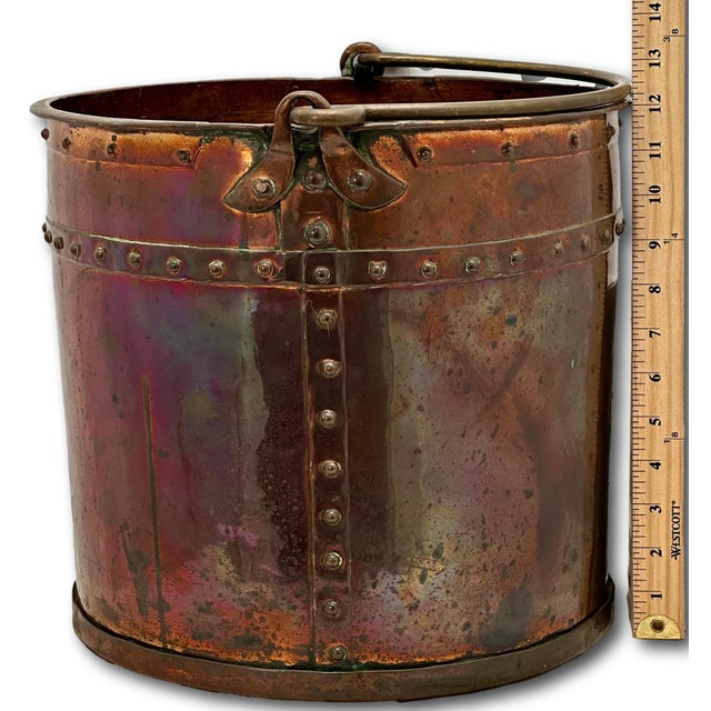 Mid 19th Century Outstanding & Rare Large Antique American Hand Wrought Heavy Solid Copper Farm Utility Pail - Bucket Dated 1849 For Sale - Image 5 of 18