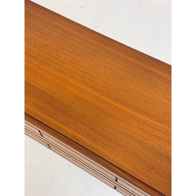 Italian Low Wooden Sideboard with Graphic Black Lines, 1970s For Sale - Image 9 of 10