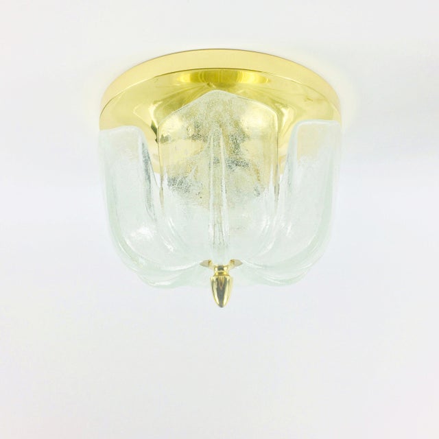 Mid-century modern flower shaped glass ceiling light/flush mount from Limburg, Germany's leading glasswork, renowned for...