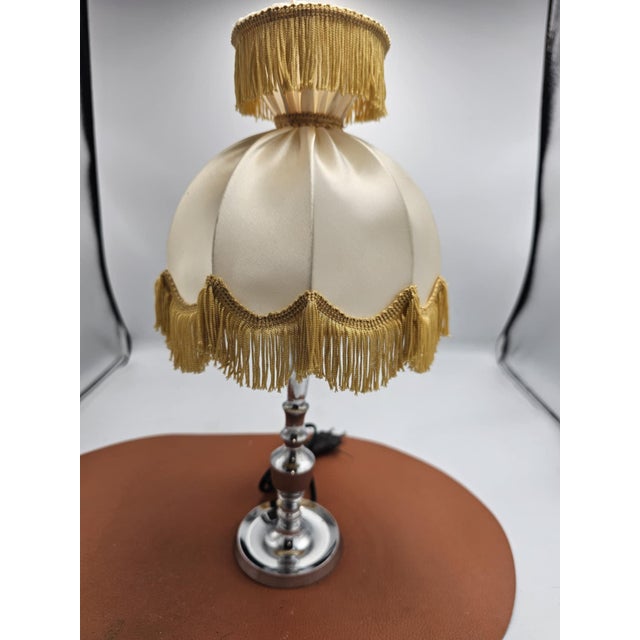 Khaki Vintage Art Deco Nickel-Plated Table Lamp, 1940s For Sale - Image 8 of 8