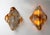 Mid-Century Modern Space Age pair of wall lights lighting lamps sconces amber textured murano glass and metal by the...