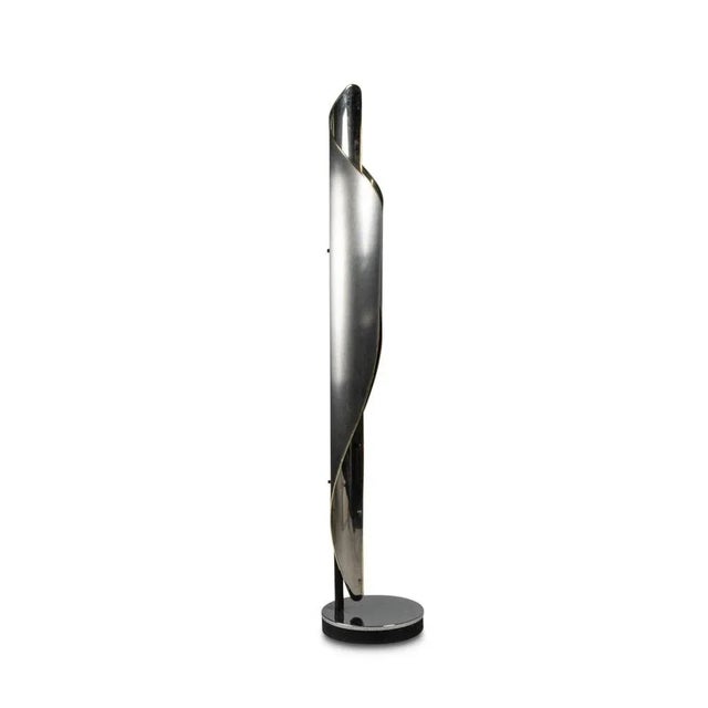 Floor Lamp in Polished and Brushed Metal, 1970s For Sale - Image 4 of 5