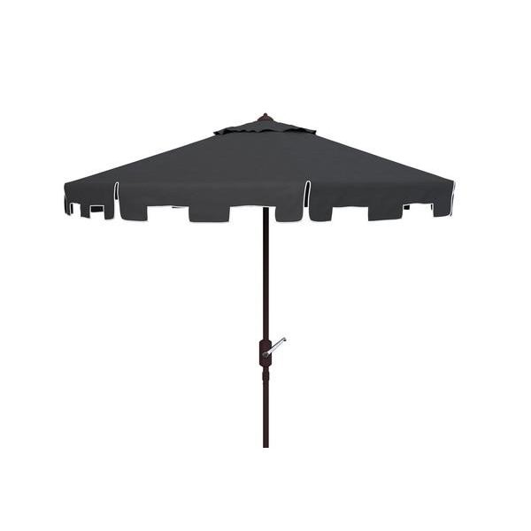 Safavieh Outdoor Zimmerman 11ft Round Market Umbrella - Black For Sale - Image 4 of 4