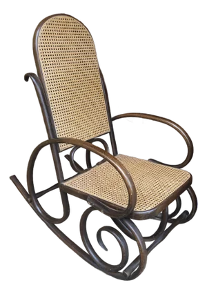 Mid 20th Century Bentwood Thonet Style Caned Rocker in Great Shape