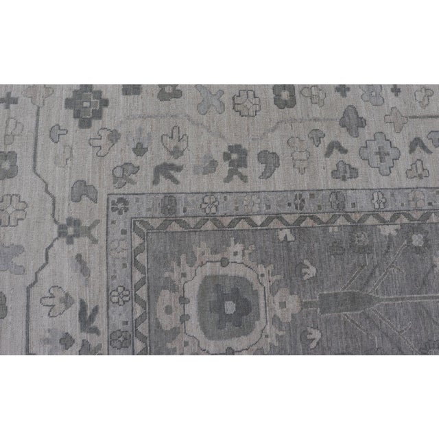 Square Oushak Rug in Cool Gray and Ivory With Refined Allover Floral 12'0 X 12'4 For Sale - Image 11 of 13