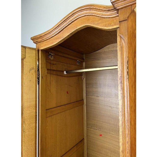 Vintage French Louis XVI Style Carved Oak 4-Door Wardrobe For Sale - Image 13 of 15