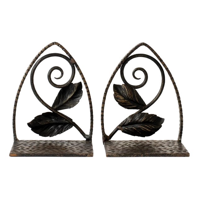 Vintage Handmade Wrought Iron Bookends, 1940s, Set of 2 For Sale
