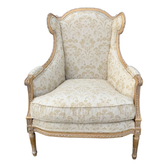 French Heritage Bergere Style Arm Chair For Sale
