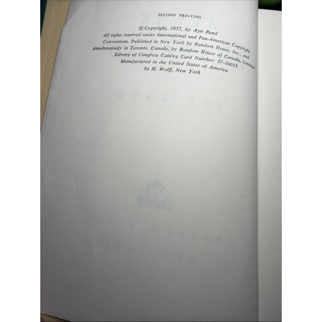 1950s ATLAS SHRUGGED By Ayn Rand, First Edition 1957, Second Printing For Sale - Image 5 of 6