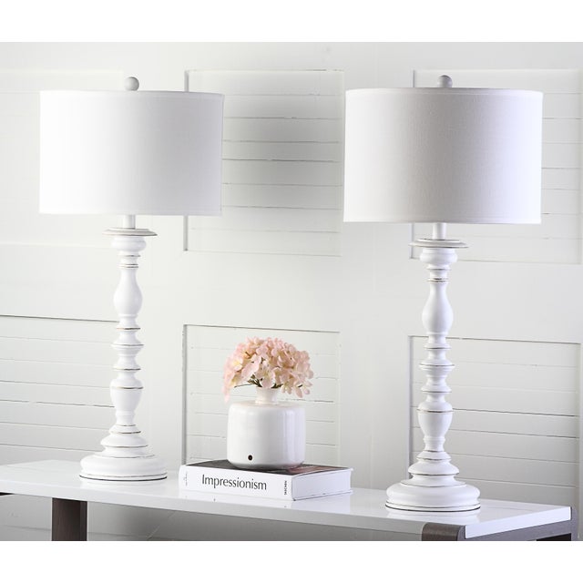 2020s 32.5 Inch H Candlestick Table Lamp in Cream - a Pair For Sale - Image 5 of 7