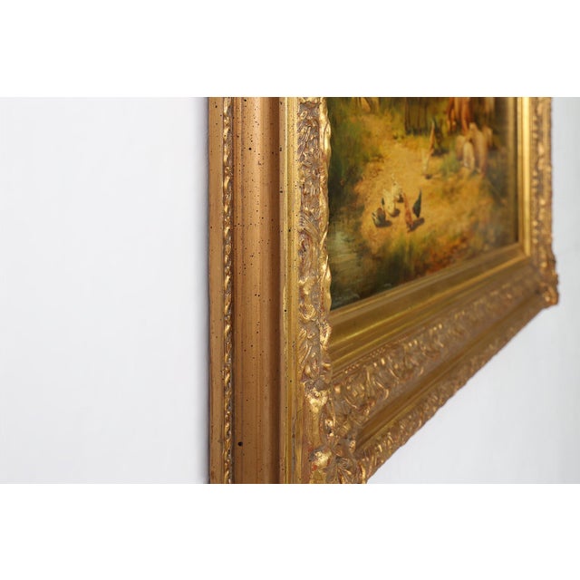 1960s Belgian Artist, Farm Scene, 20th Century, Large Oil on Canvas, Framed For Sale - Image 5 of 12