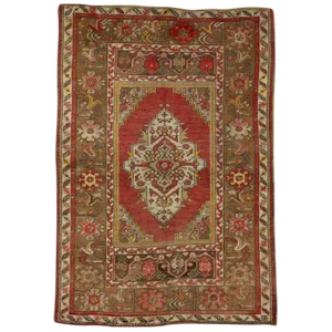 Vintage Mid-Century Turkish Oushak Accent Rug - 3′6″ × 5′