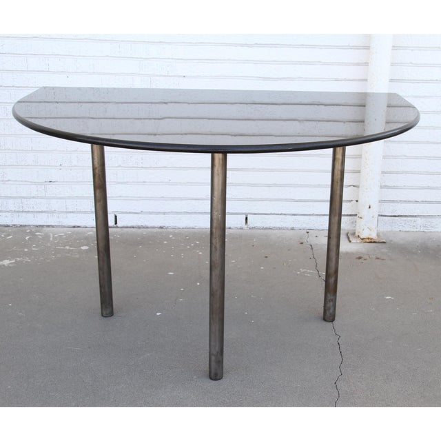 Early 21st Century Black Granite Top Demilune Entry Table For Sale - Image 5 of 8