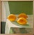 Afternoon sunlight softly falling across lemons on a table. A sheer curtain behind the table. This painting has a Dutch...