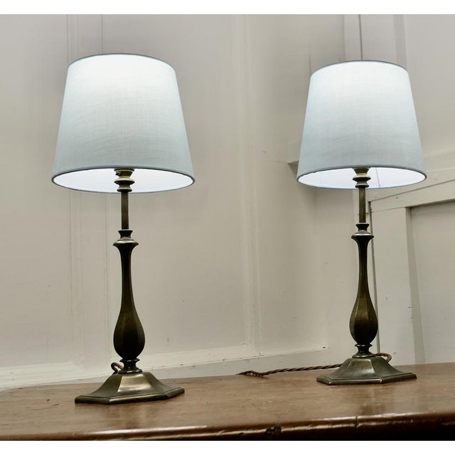 Metal Art Deco Style Table Lamps in Brass, 1930s, Set of 2 For Sale - Image 7 of 9