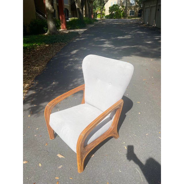 Mid-Century Modern Rare Adrian Pearsall Split Reed Wing Chair For Sale - Image 3 of 9