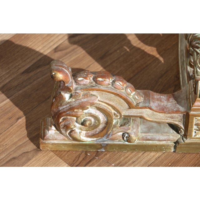 Antique 19th Century French Bronze Fireplace Fender | Ornate Victorian Hearth Guard With Scrollwork & Balustrade For Sale - Image 9 of 18