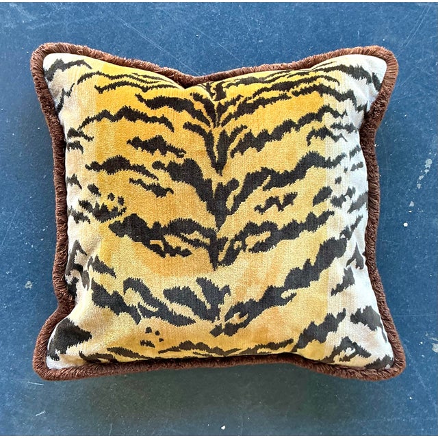 This magnificent pair of vintage throw pillows is a definitive statement of Hollywood Regency glamour, featuring the...