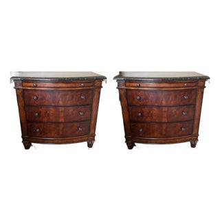 Pair of Domain Furniture Nightstands With Dark Marble Tops For Sale