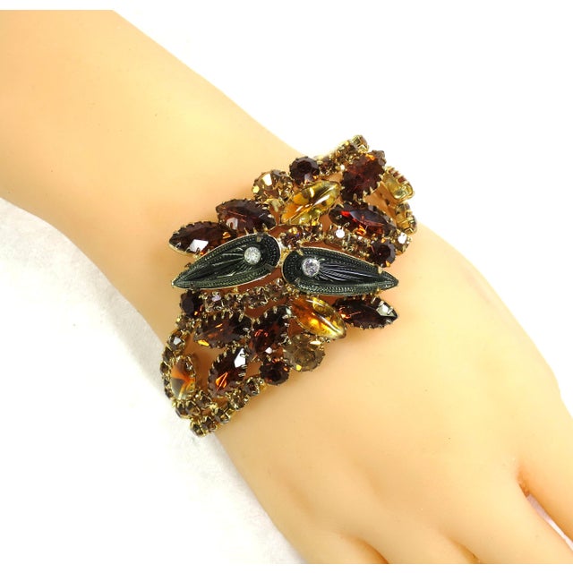 Mid-Century Modern Vintage Citrine Crystal Art Glass Bracelet 1950s For Sale - Image 3 of 9