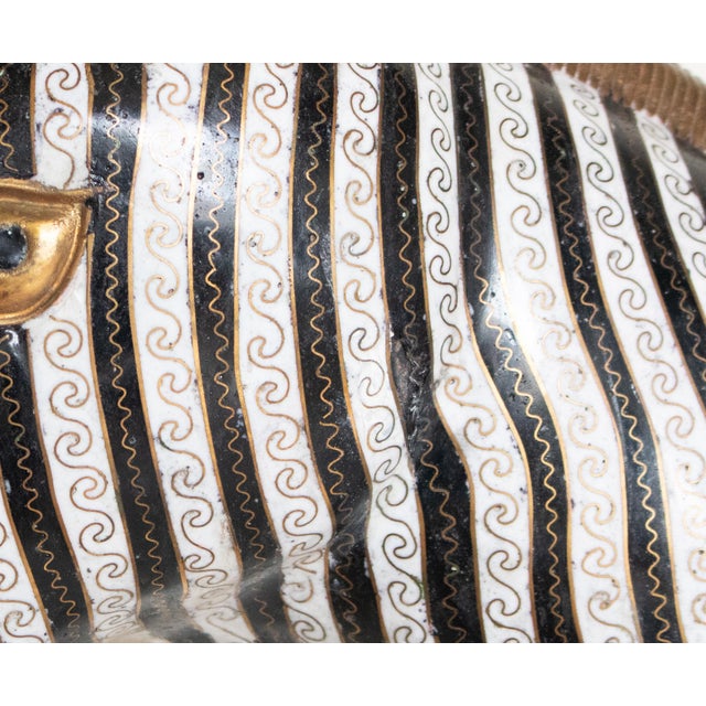 Rare Extra Large Vintage Chinese Cloisonné Enameled Zebra Statue For Sale - Image 11 of 15