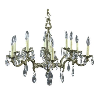 Vintage 1950 French 12-lights Silver Chandelier For Sale