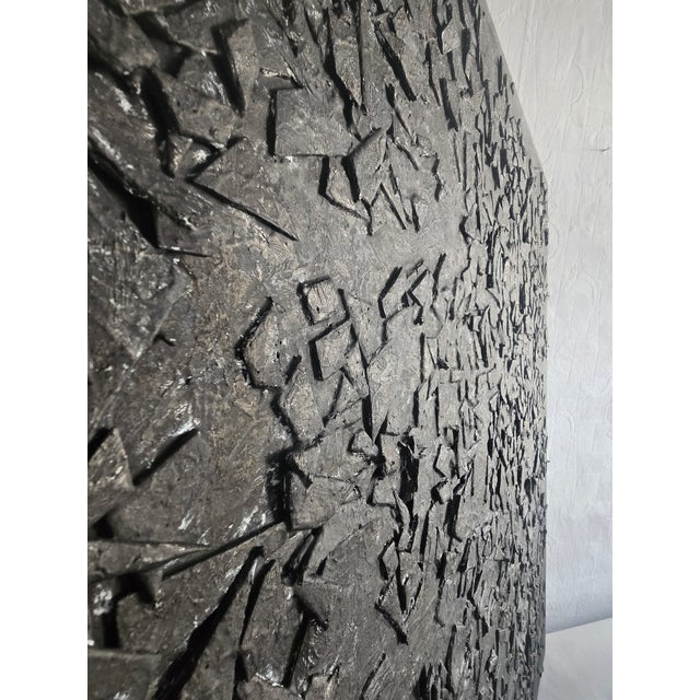 2020s Oversized Matte Black & White Textured Abstract — Original Oil Painting by Diane Grant | Louise Nevelson For Sale - Image 5 of 18