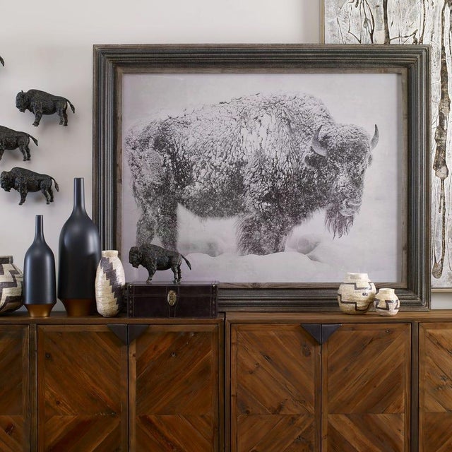 Framed Snowy Buffalo Reproduction Print For Sale - Image 4 of 5