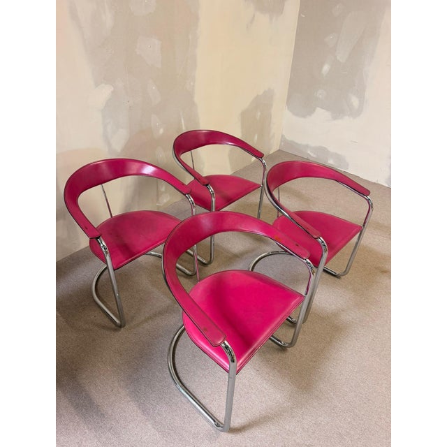 Canasta Cantilever Chairs in Pink, 1980s, Set of 4 For Sale - Image 16 of 16