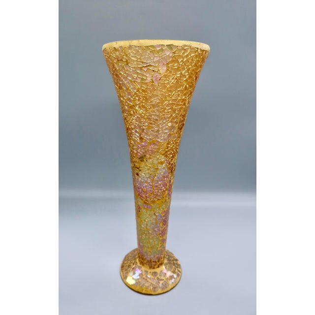 Early 21st Century Vintage Mosaic Glass Trumpet Vase For Sale - Image 5 of 9